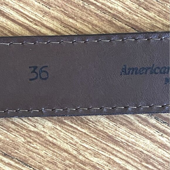 TORINO - Brown Leather Brass Buckle Belt - size 36 - Picture 9 of 11